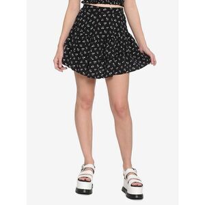 Hot Topic Black & White Mushroom Ruffle Skirt (Med)